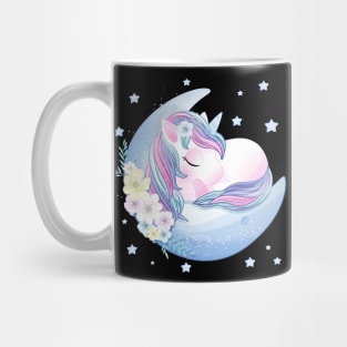 hand drawn cute unicorn sleeping moon Mug